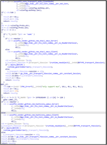BRICKSTORM Decompiler Output for Establishing Secure Connections